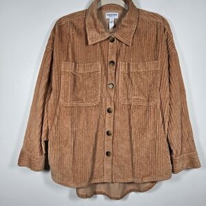 Arizona Tan Oversized Soft Corduroy Button Down Shirt Jacket Shacket Size Small